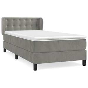 Box spring postel s matrací světle šedá 80 x 200 cm samet - obrázek 2
