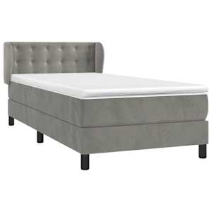 Box spring postel s matrací světle šedá 80 x 200 cm samet - obrázek 3
