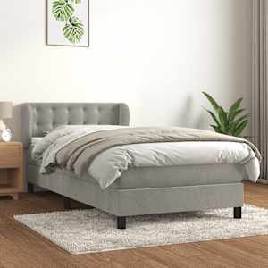 Box spring postel s matrací světle šedá 80 x 200 cm samet - obrázek 1