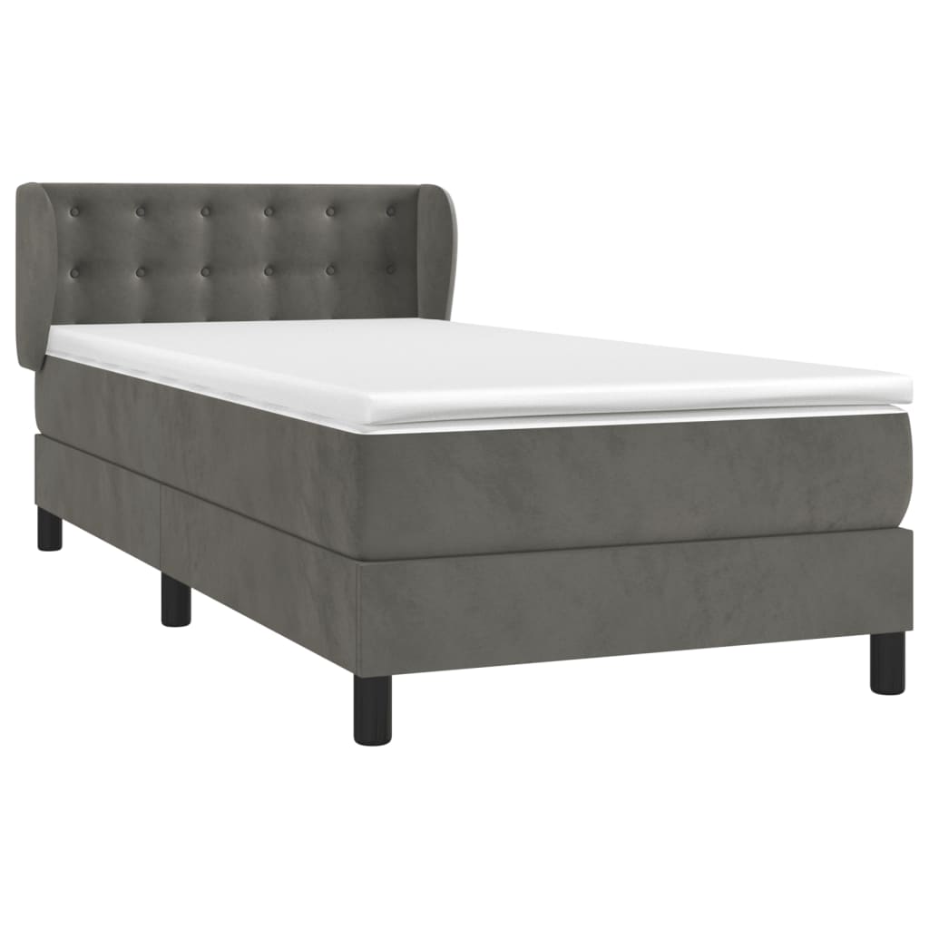 vidaXL Boxspring met matras fluweel donkergrijs 80x200 cm afbeelding