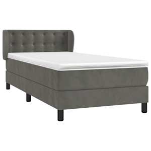 Box spring postel s matrací tmavě šedá 80 x 200 cm samet - obrázek 3