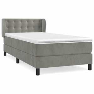 Box spring postel s matrací světle šedá 90x190 cm samet - obrázek 2
