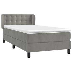 Box spring postel s matrací světle šedá 90x190 cm samet - obrázek 3