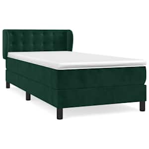 Box spring postel s matrací tmavě zelená 90x190 cm samet - obrázek 2