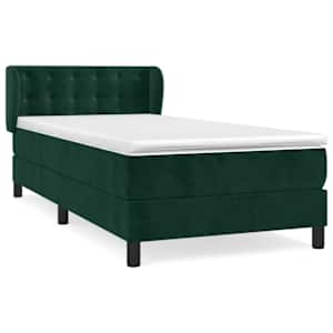 Box spring postel s matrací tmavě zelená 90x200 cm samet - obrázek 2