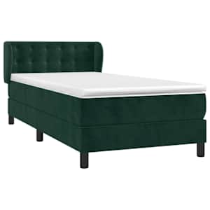 Box spring postel s matrací tmavě zelená 90x200 cm samet - obrázek 3