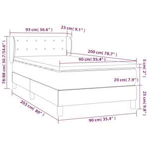 Box spring postel s matrací tmavě modrá 90x200 cm samet - obrázek 8