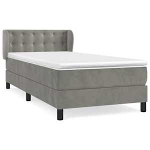 Box spring postel s matrací světle šedá 100x200 cm samet - obrázek 2