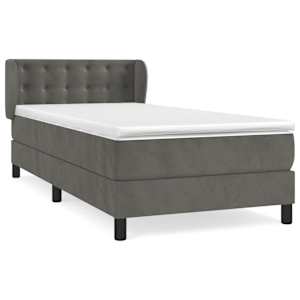 Box spring postel s matrací tmavě šedá 100x200 cm samet - obrázek 2