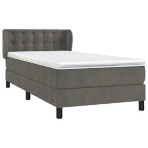 Box spring postel s matrací tmavě šedá 100x200 cm samet - obrázek 3