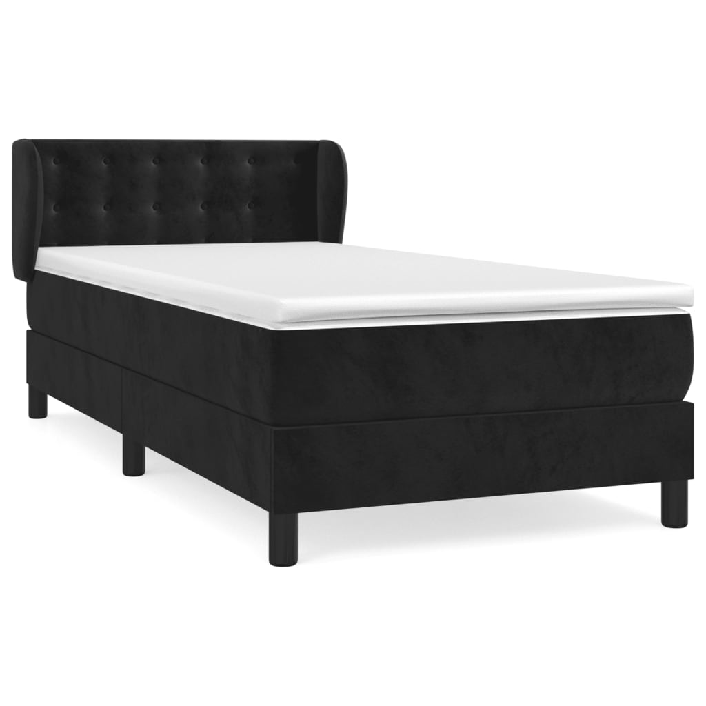 Thumbnail - vidaXL Boxspringbett mit Matratze Schwarz 100x200 cm Samt