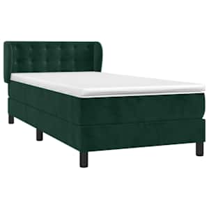 Box spring postel s matrací tmavě zelená 100x200 cm samet - obrázek 3