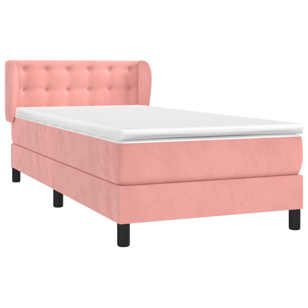 vidaXL Boxspring met matras fluweel roze 100x200 cm afbeelding