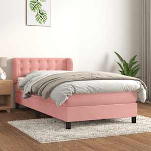 Box spring postel s matrací růžová 100x200 cm samet - obrázek 1