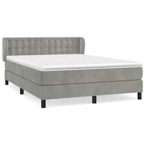 Box spring postel s matrací světle šedá 140x190 cm samet - obrázek 2