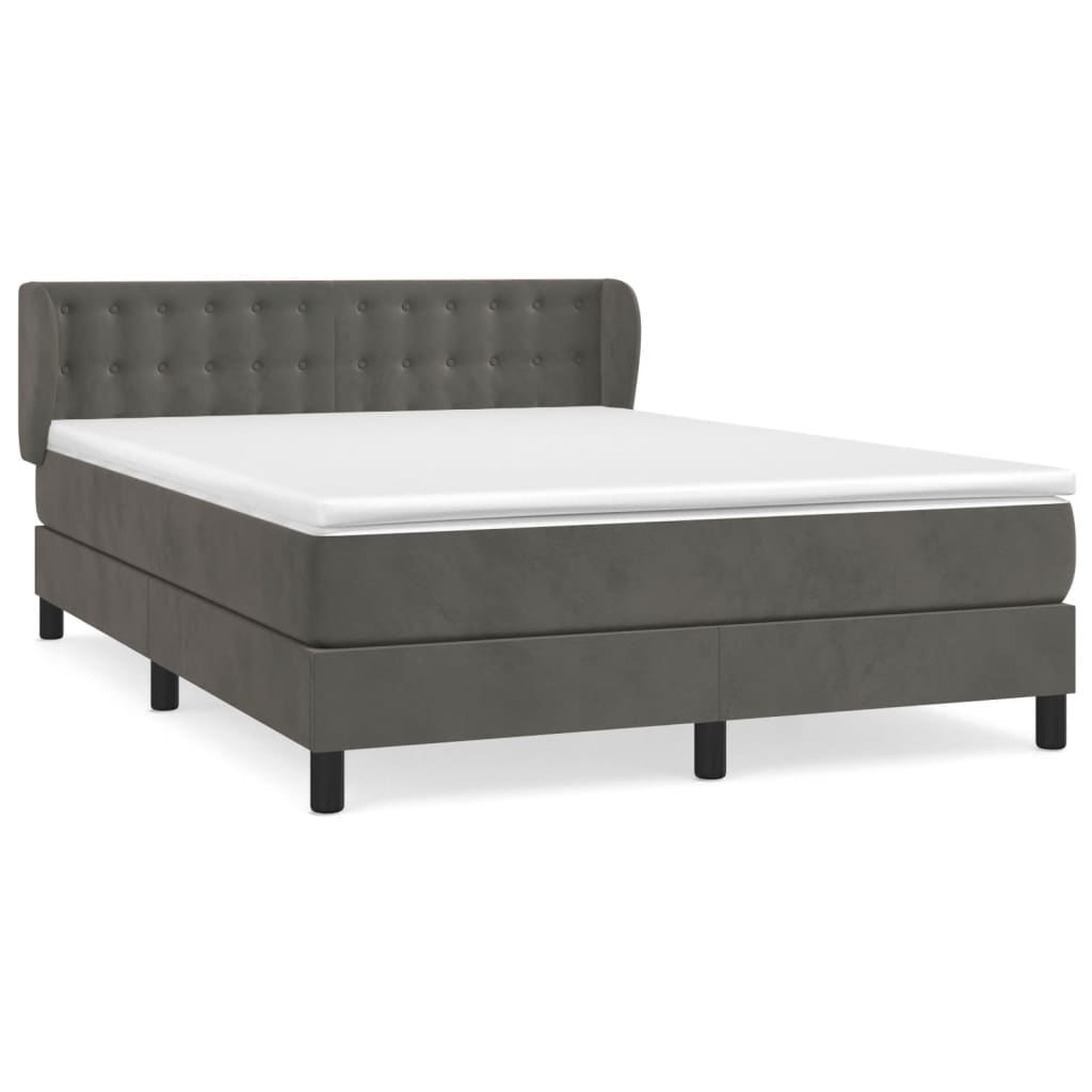 Thumbnail - vidaXL Boxspringbett mit Matratze Dunkelgrau 140x190 cm Samt