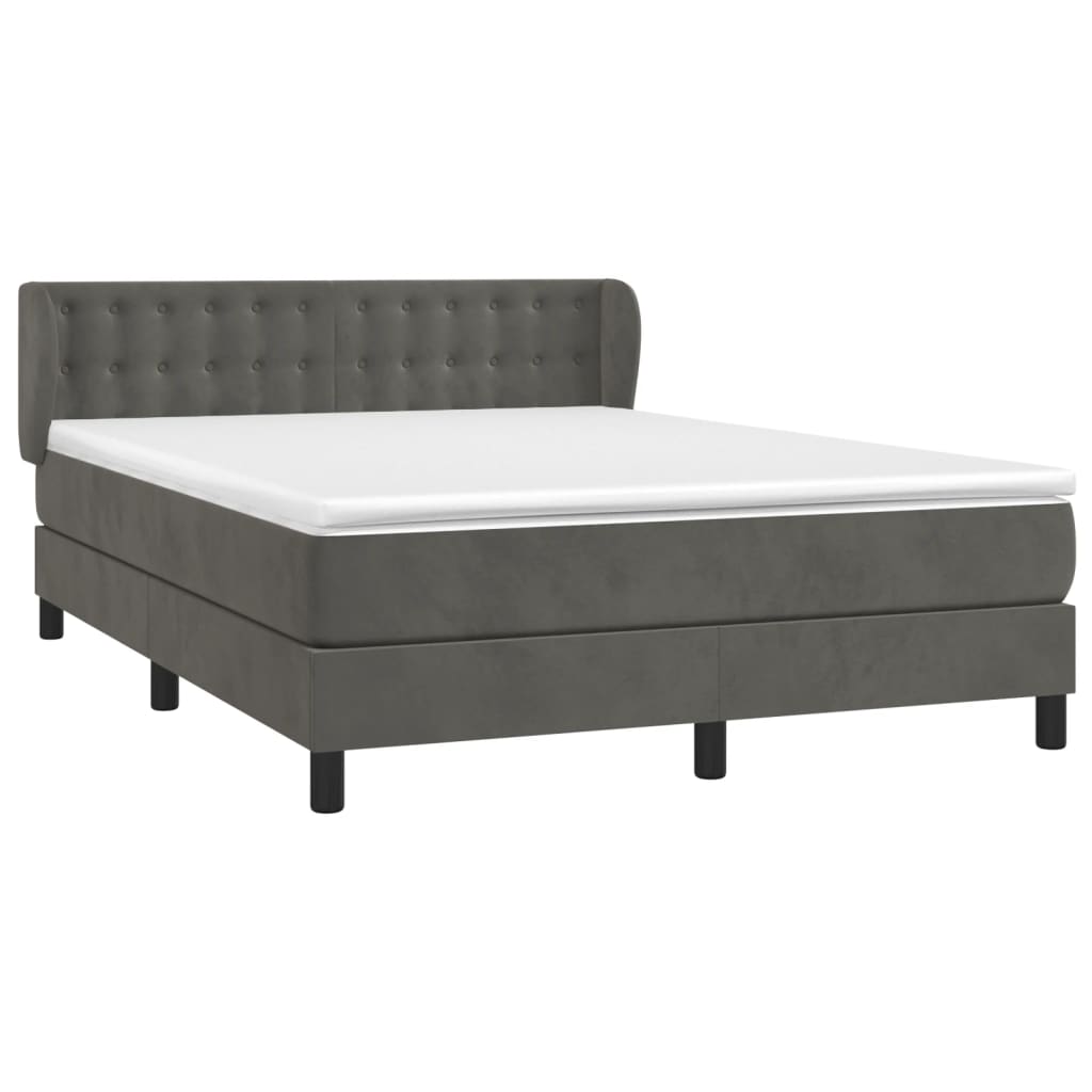 vidaXL Boxspring met matras fluweel donkergrijs 140x190 cm afbeelding