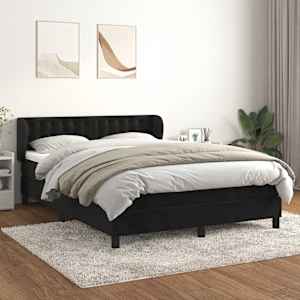Box spring postel s matrací černá 140 x 190 cm samet - obrázek 1