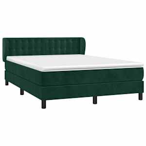 Box spring postel s matrací tmavě zelená 140x190 cm samet - obrázek 3