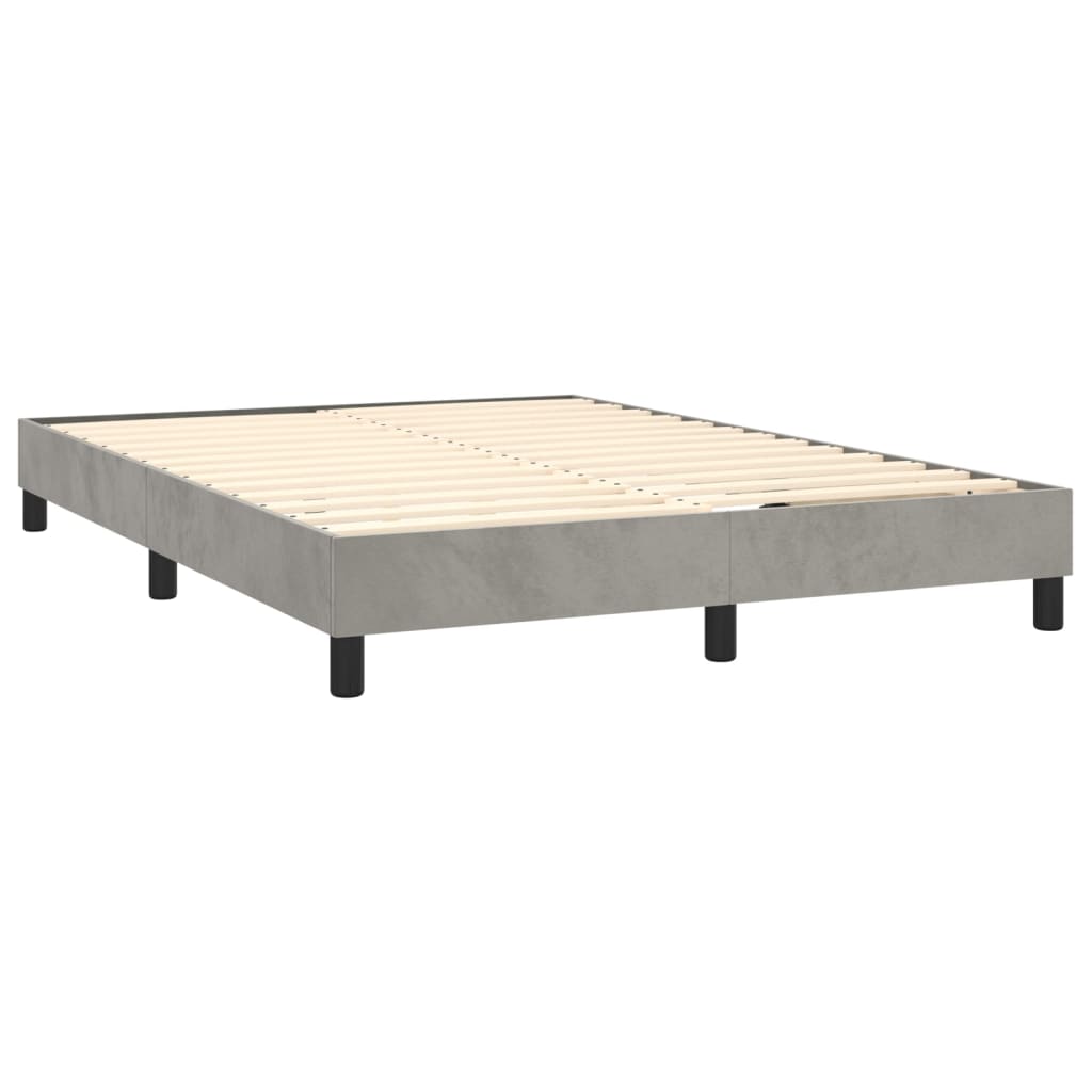 világosszürke bársony rugós ágy matraccal 140x200 cm