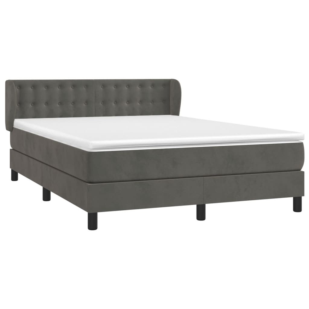 vidaXL Boxspring met matras fluweel donkergrijs 140x200 cm afbeelding