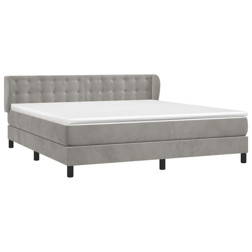 vidaXL Boxspring met matras fluweel lichtgrijs 160x200 cm afbeelding