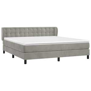Box spring postel s matrací světle šedá 160x200 cm samet - obrázek 3
