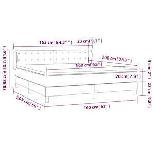 Box spring postel s matrací světle šedá 160x200 cm samet - obrázek 7