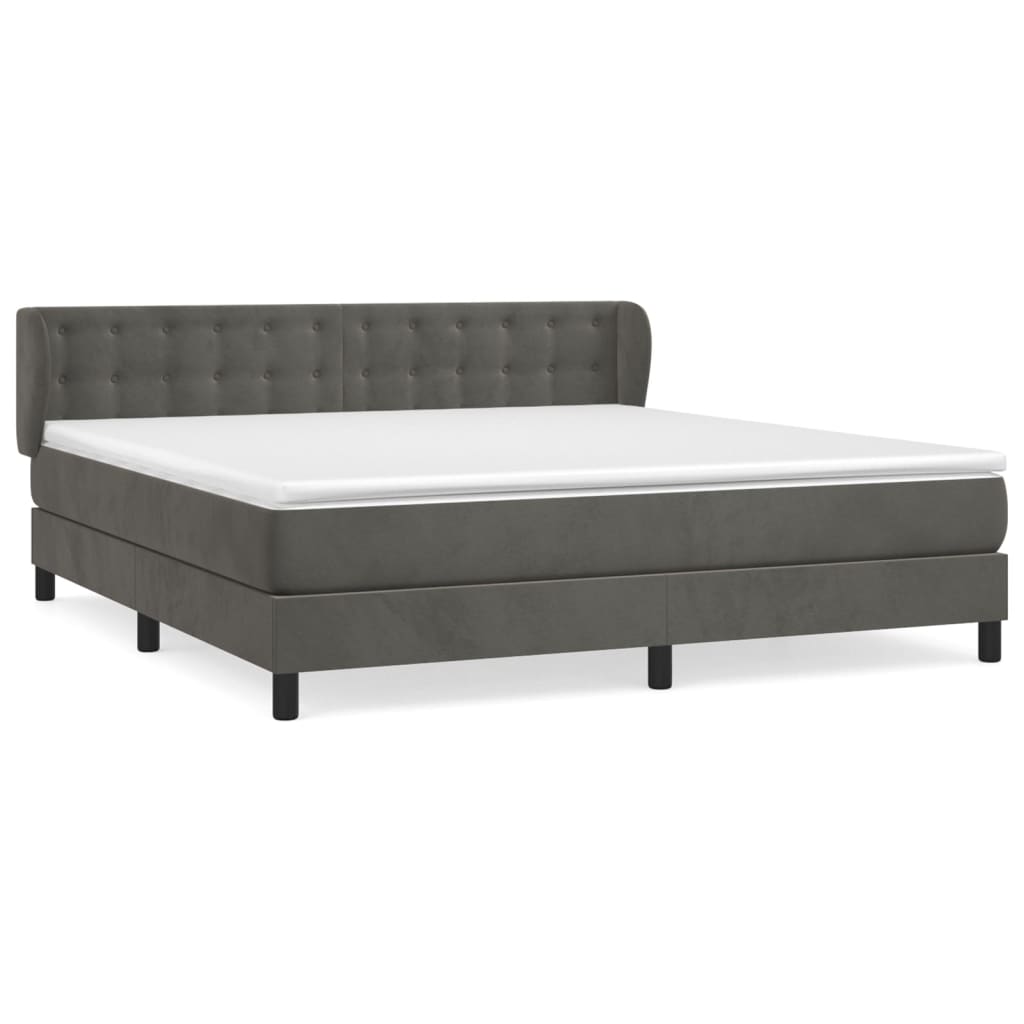Thumbnail - vidaXL Boxspringbett mit Matratze Dunkelgrau 160x200 cm Samt