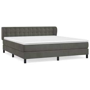 Box spring postel s matrací tmavě šedá 160x200 cm samet - obrázek 2
