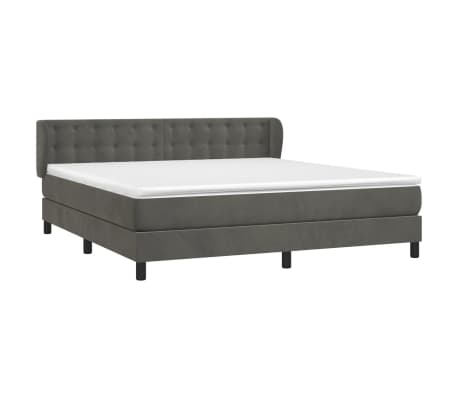 vidaXL Sommier &agrave; lattes de lit et matelas Gris fonc&eacute; 160x200cm Velours