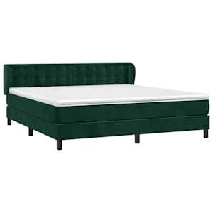 Box spring postel s matrací tmavě zelená 160x200 cm samet - obrázek 3