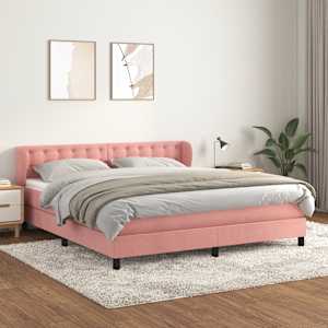 Box spring postel s matrací růžová 160x200 cm samet - obrázek 1