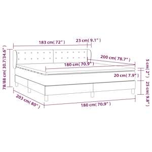 Box spring postel s matrací černá 180x200 cm samet - obrázek 7