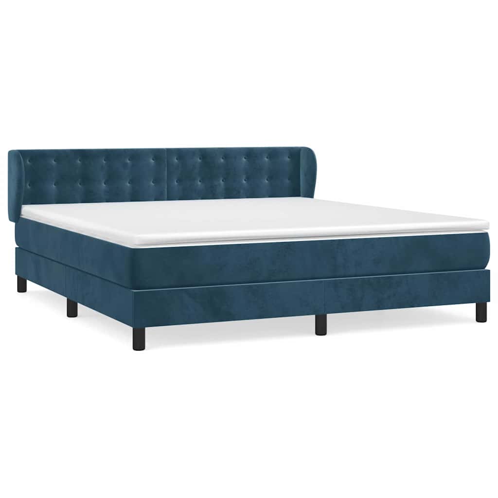 vidaXL Box spring postel s matrací tmavě modrá 180x200 cm samet
