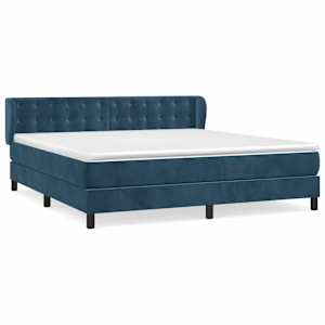 Box spring postel s matrací tmavě modrá 180x200 cm samet - obrázek 2