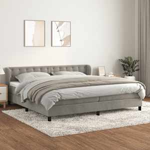 Box spring postel s matrací světle šedá 200x200 cm samet - obrázek 1