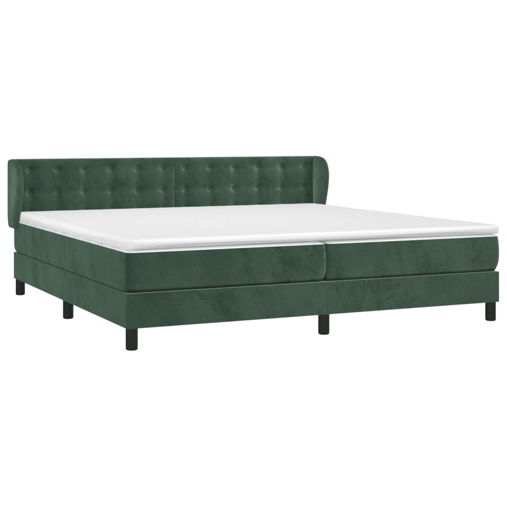 vidaXL Boxspring met matras fluweel donkergroen 200x200 cm afbeelding