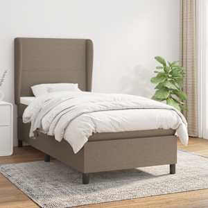 Box spring postelja z vzmetnico taupe 90x200 cm blago