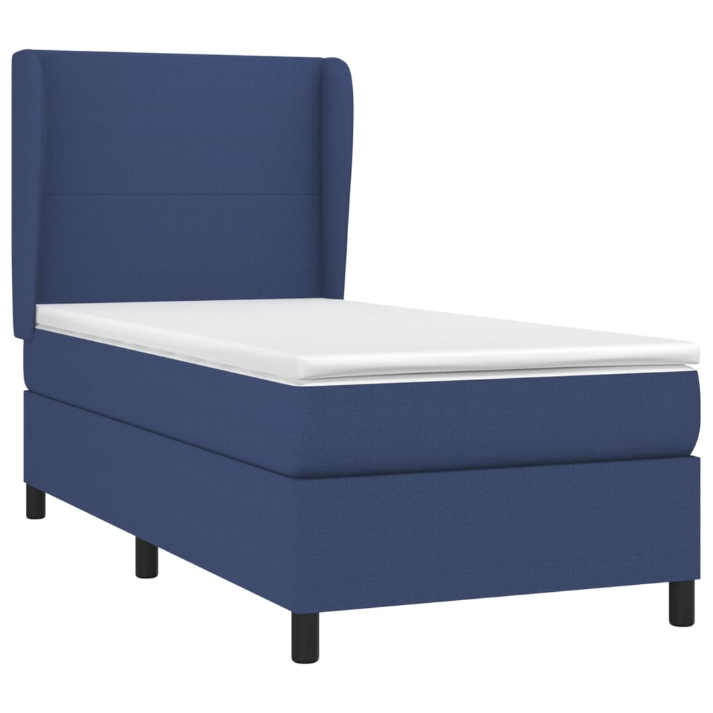 vidaXL Boxspring met matras stof blauw 100x200 cm afbeelding