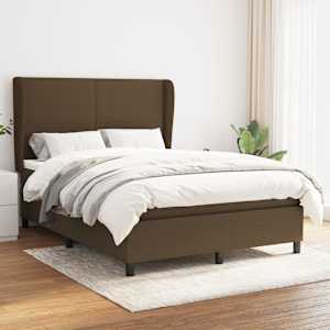 Box spring postel s matrací tmavě hnědá 140x190 cm textil - obrázek 1