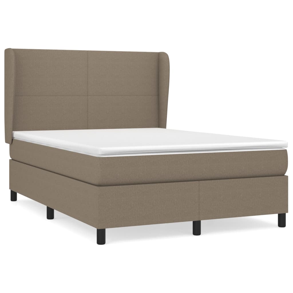 vidaXL Box spring postelja z vzmetnico taupe 140x190 cm blago