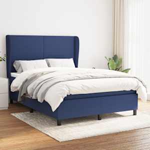 Box spring postel s matrací modrá 140x190 cm textil - obrázek 1