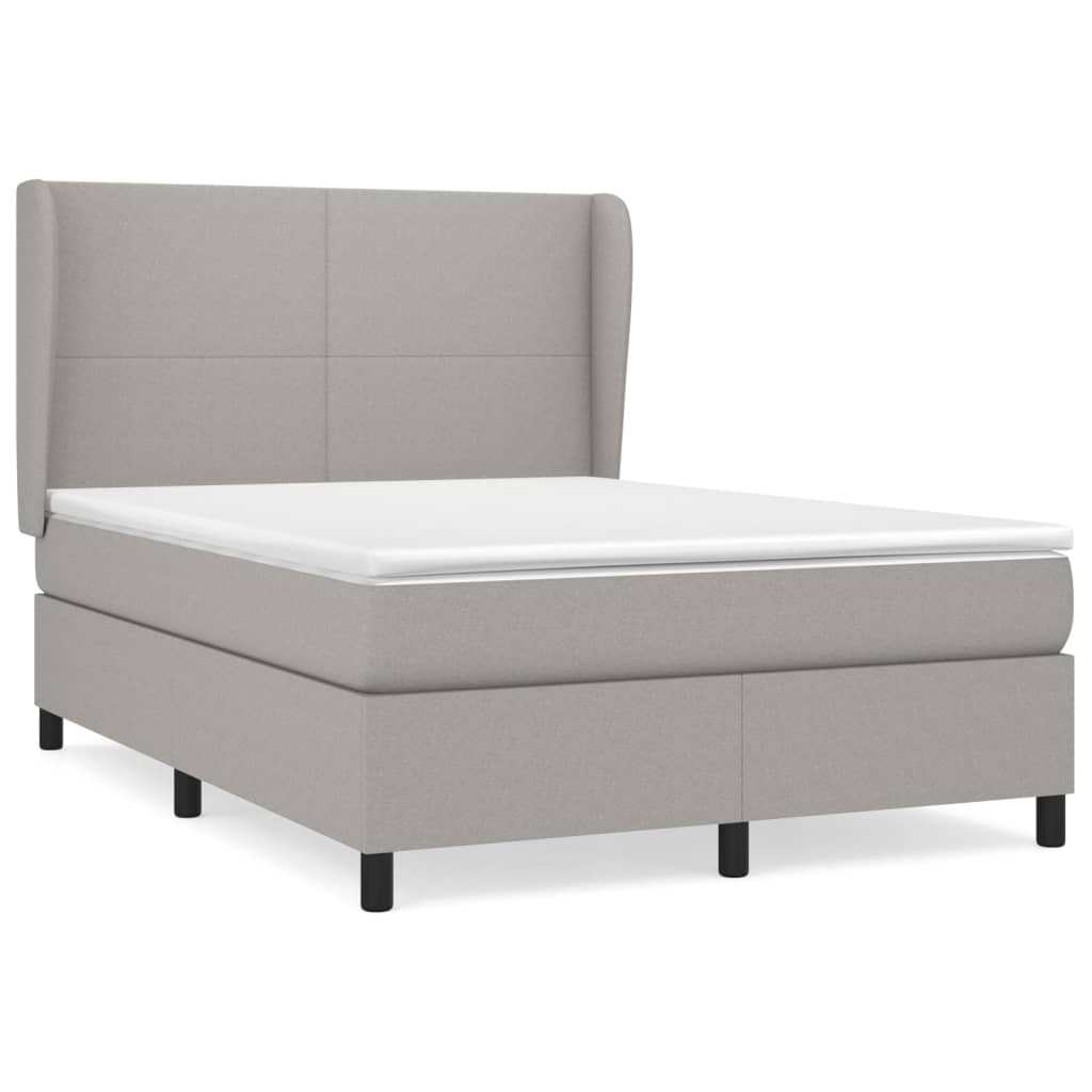 vidaXL Box spring postelja z vzmetnico svetlo siva 140x200 cm blago