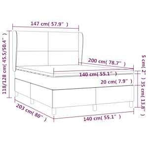 Box spring postel s matrací tmavě šedá 140x200 cm textil - obrázek 7