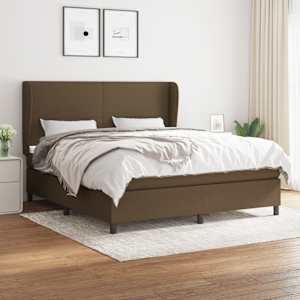 Box spring postel s matrací tmavě hnědá 160x200 cm textil - obrázek 1