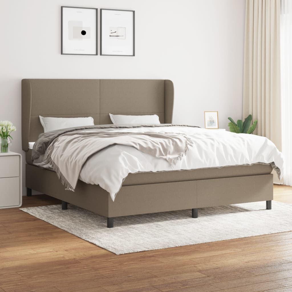 Lit à sommier tapissier avec matelas Taupe 160x200 cm Tissu