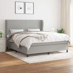 Box spring postel s matrací světle šedá 180 x 200 cm textil - obrázek 1