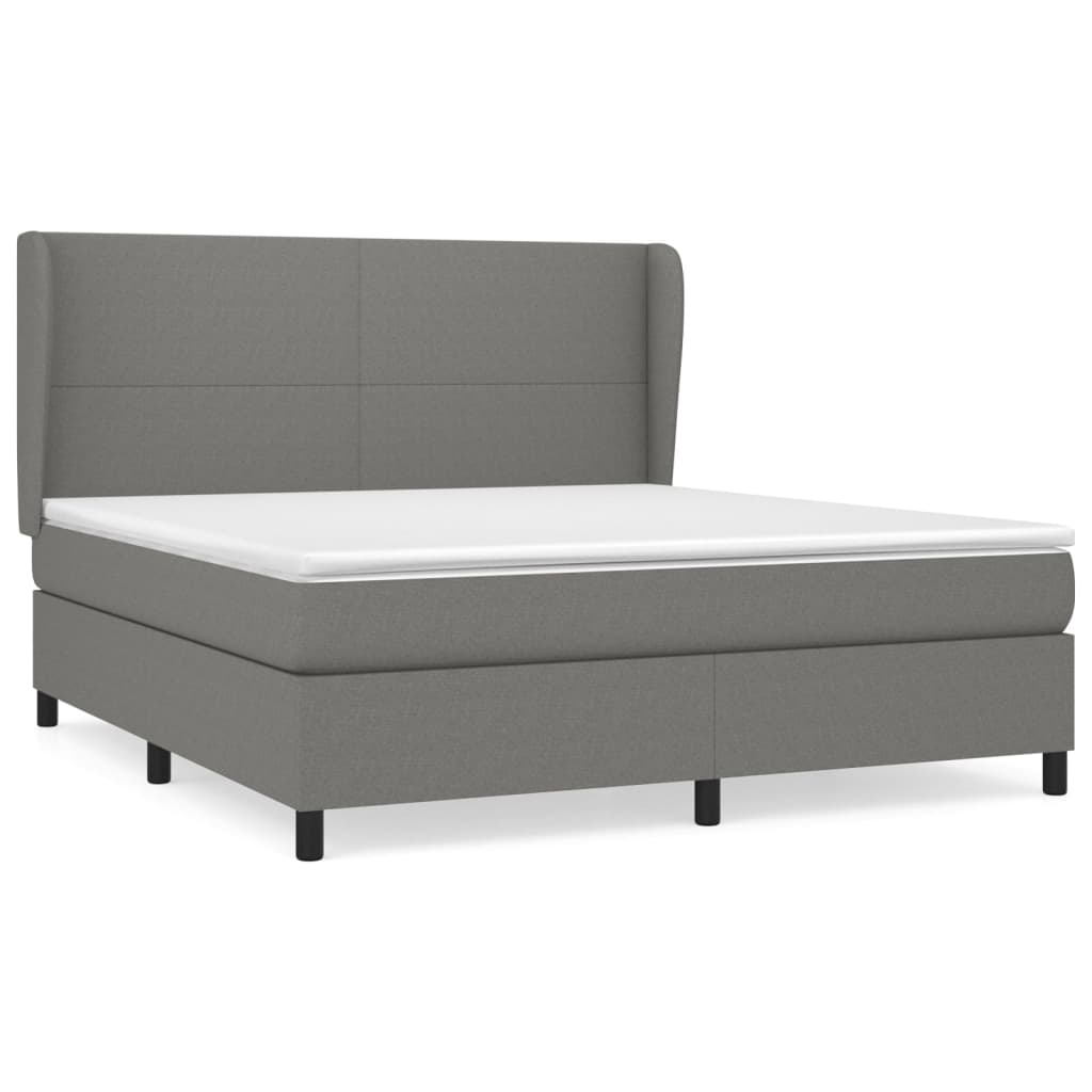 vidaXL Box spring postelja z vzmetnico temno siva 180x200 cm blago