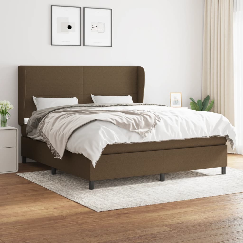 vidaXL Pat continental cu saltea maro închis 180x200cm material textil 180x200cm imagine noua